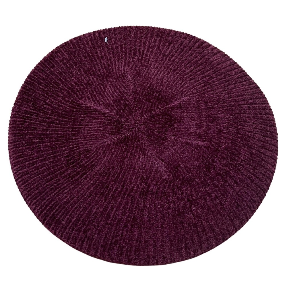 VTG Plenty Burgundy Red Chenille Knit Beret Parisian‎ Artsy Hat OS Dead Stock